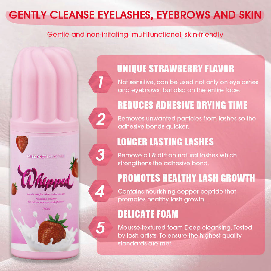Strawberry-flavored whipped lash shampoo - MUA Lashes Collections