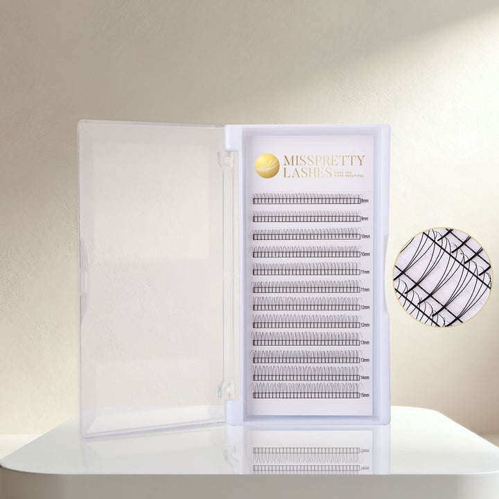 Short black pre-made eyelash extensions 12rows