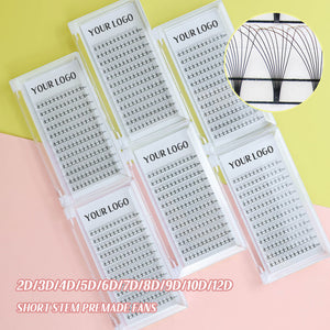Short black pre-made eyelash extensions 12rows
