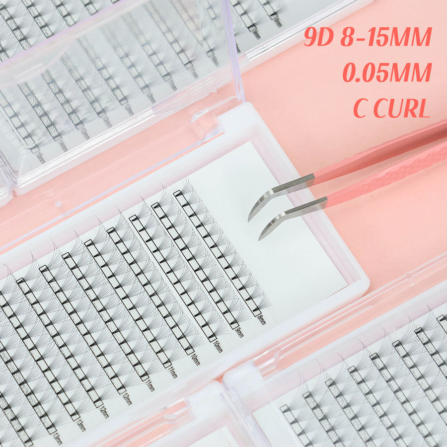 Short black pre-made eyelash extensions 12rows