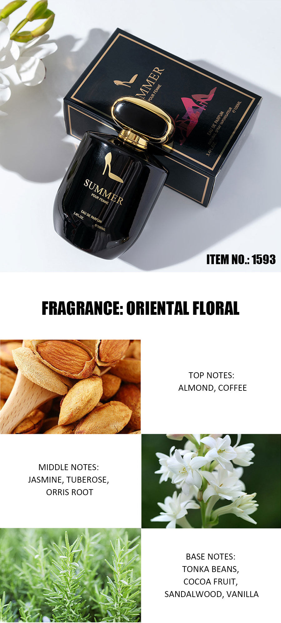 Women perfume fresh scent Black bottle 100ml