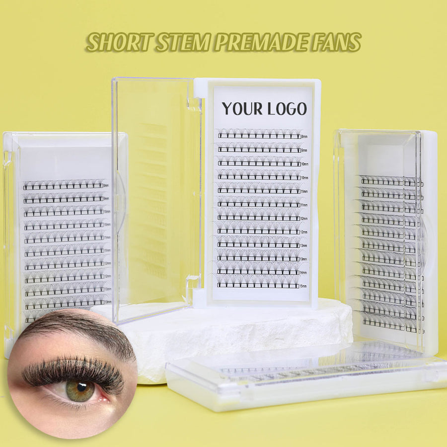 Short black pre-made eyelash extensions 12rows