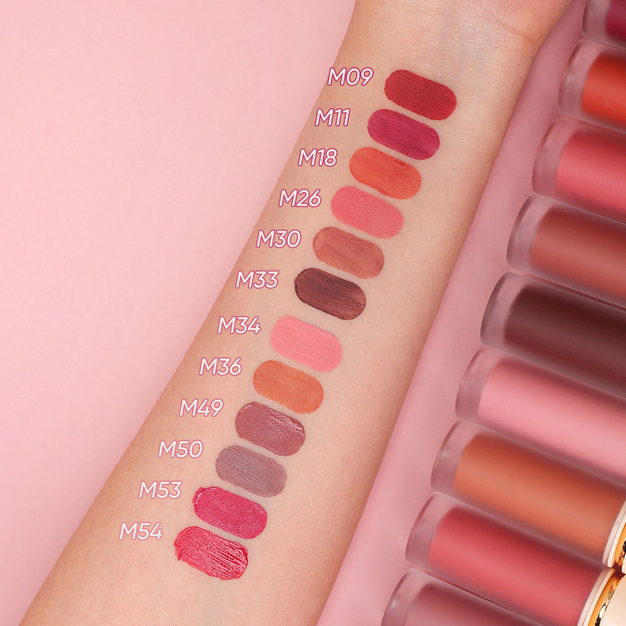 12 colors of velvet matte lip glaze