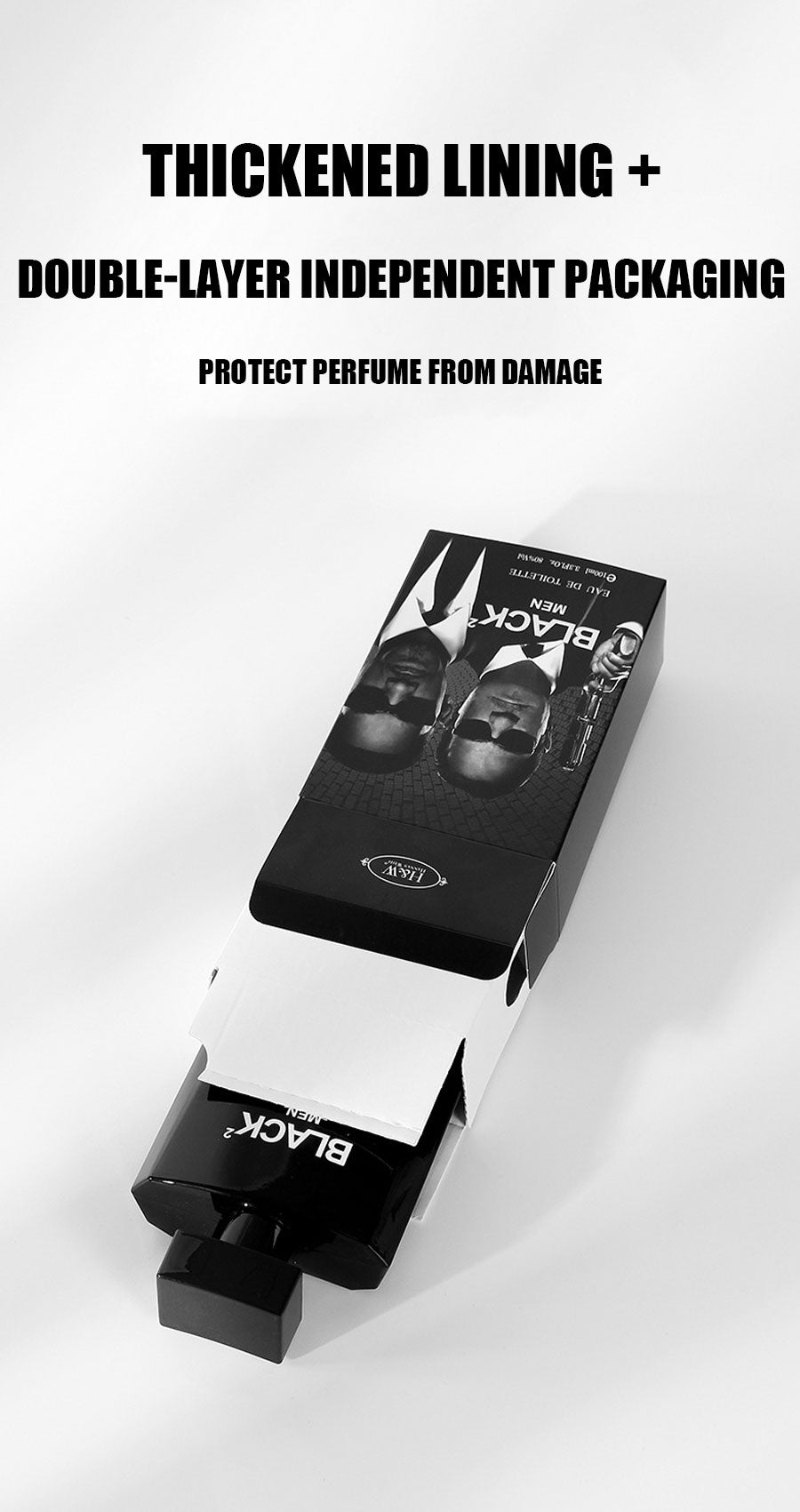 Men perfume with woody scent black bottle - MUA Lashes Collections