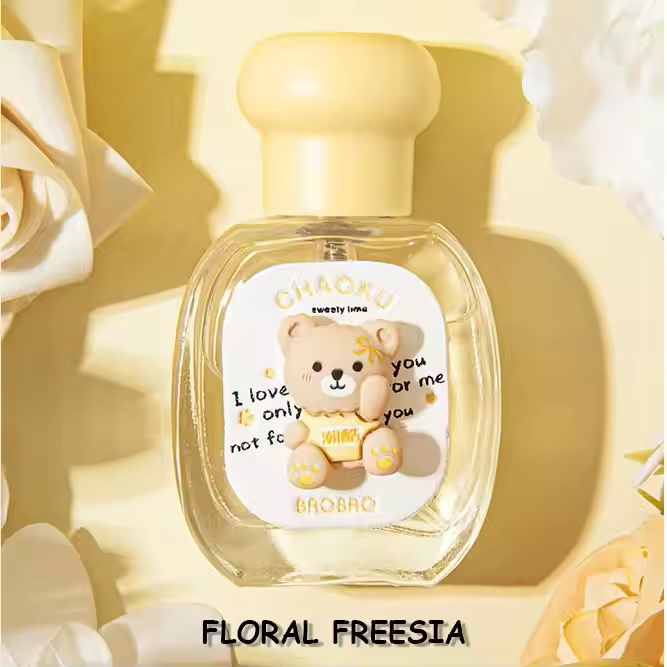 Bear women perfume fresh scent floral freesia yellow bottle