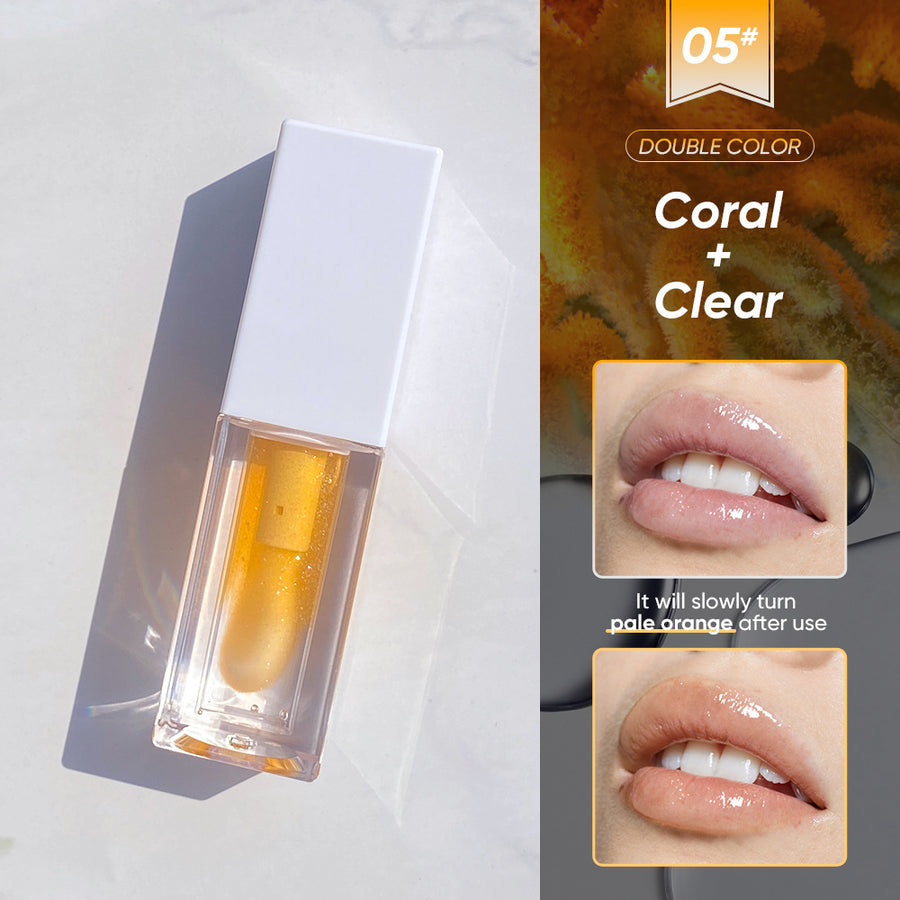 Two-color fruity temperature-changing lip oil