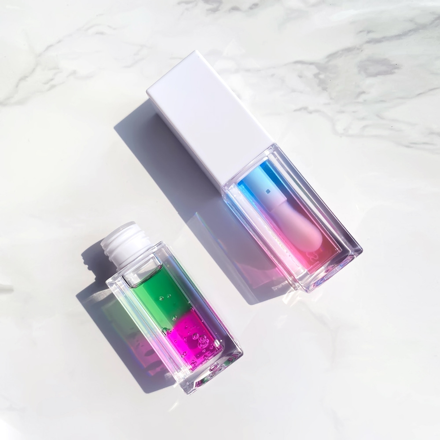 Two-color fruity temperature-changing lip oil