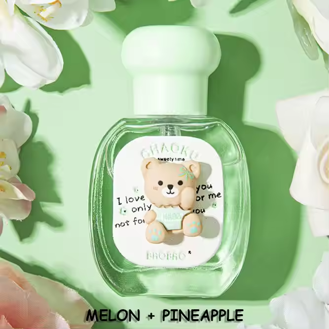 Bear women perfume fresh scent melon and pineapple flavor green bottle